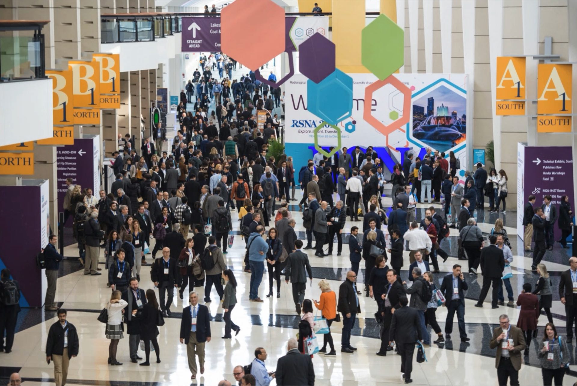 A busy convention floor at McCormick Place, Chicago